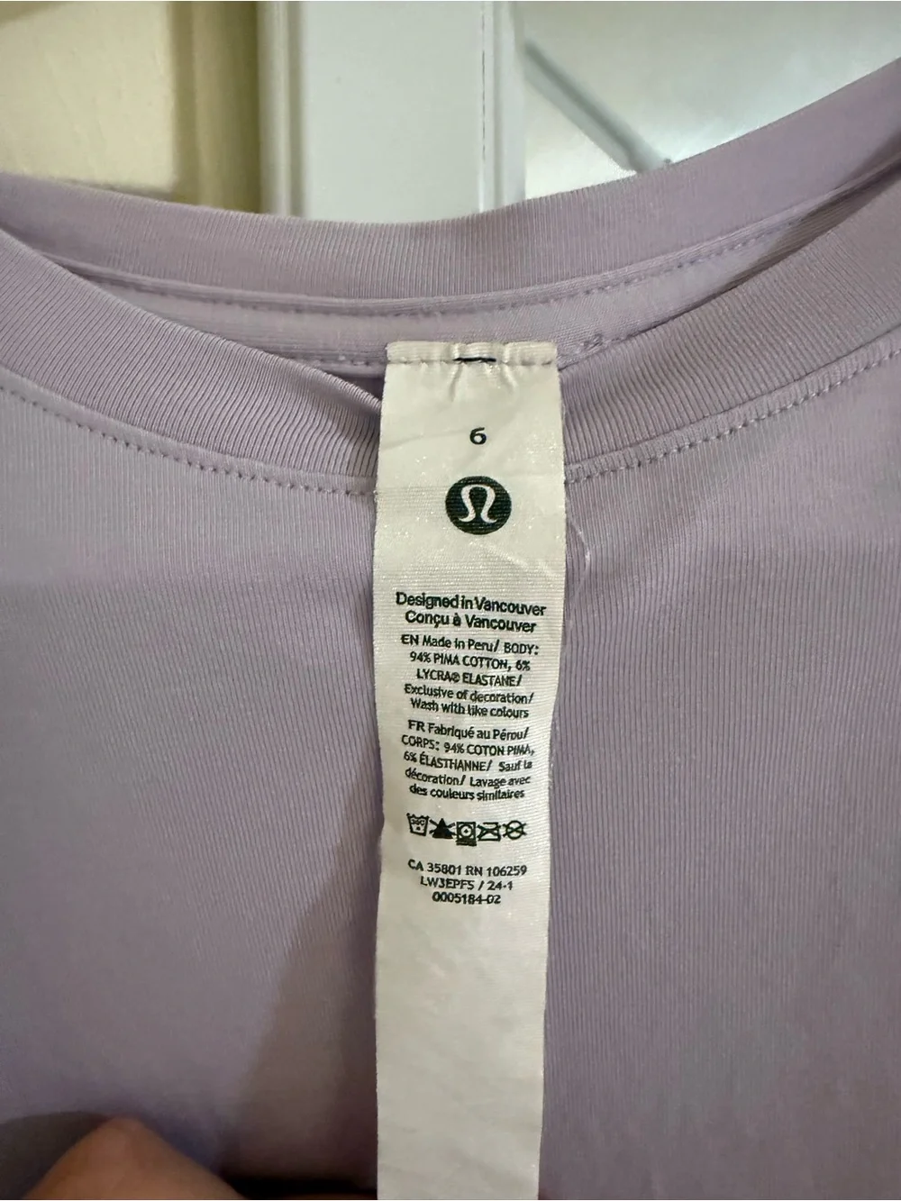 lululemon athletica Lavender Crew Short Sleeve Tee